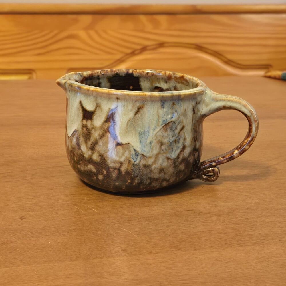 Studio Art Pottery Creamer Pitcher Signed Glazed Stoneware